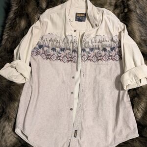 Woolrich Tan Bear Pattern Men's Shirt